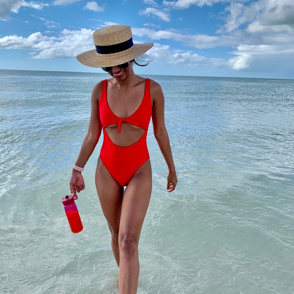 URBAN PLANET Red Tie-Up One Piece Swimsuit